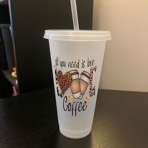 Custom Love Coffee Tumbler with Straw